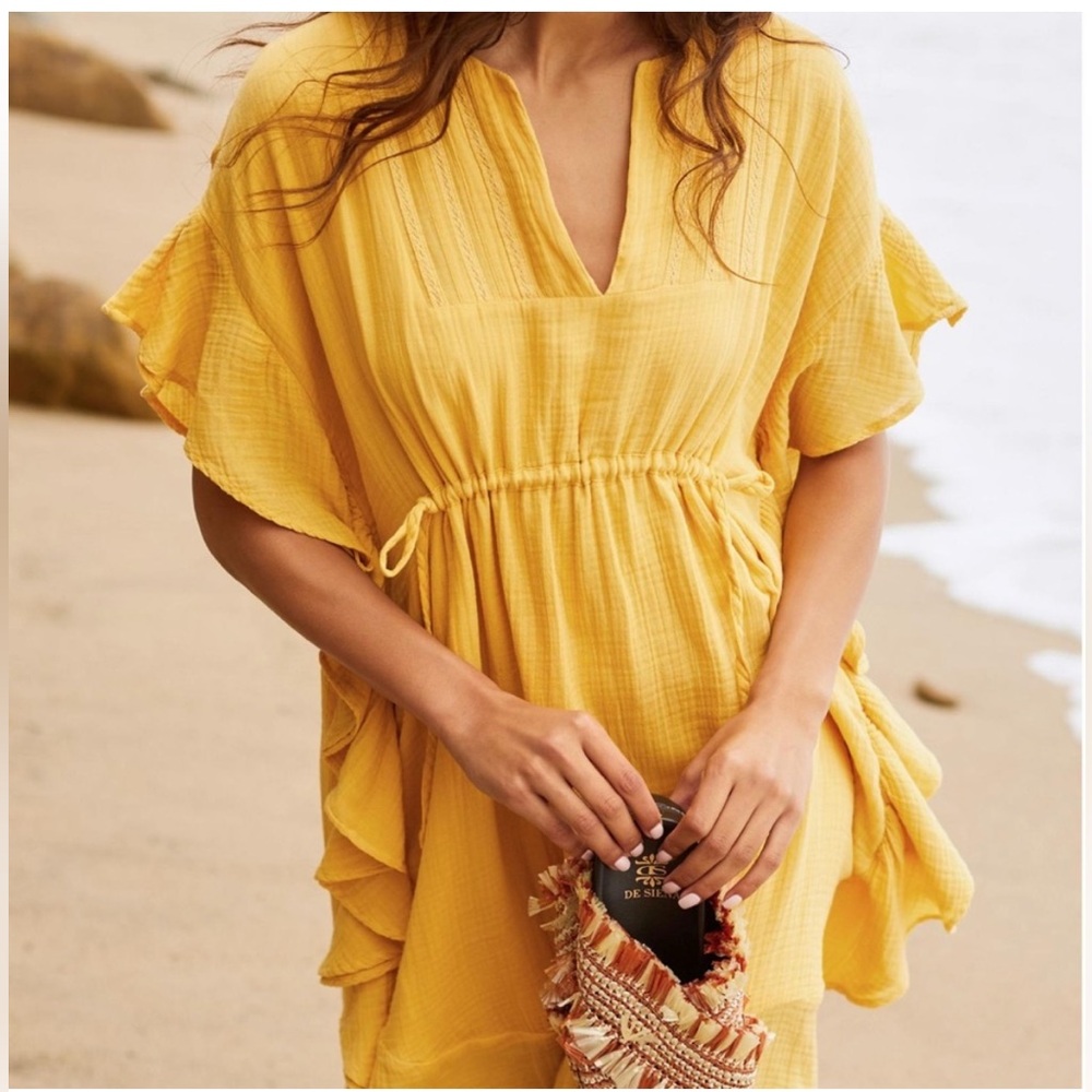 Anthropologie Ruffled Cover Up Mini Dress/poncho size L/XL